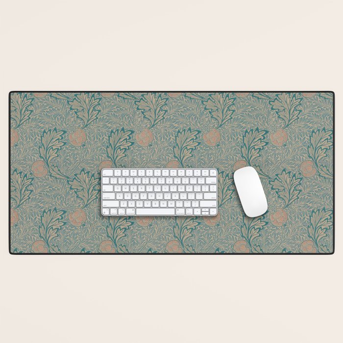 William Morris Apple Indigo Antique Gold Pattern Desk Mat Gallery Image 1
