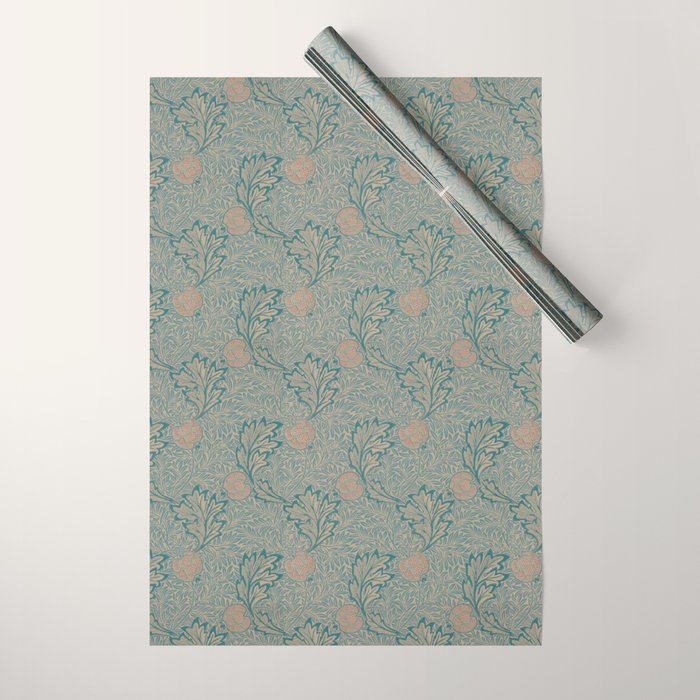William Morris Apple Indigo Antique Gold Pattern Wrapping Paper Gallery Image 1