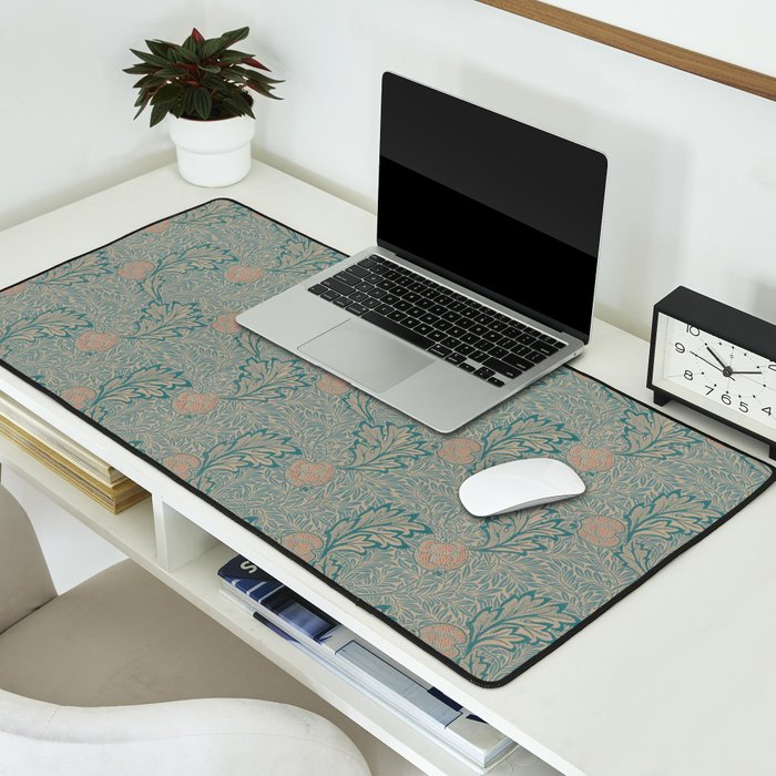 William Morris Apple Indigo Antique Gold Pattern Desk Mat Gallery Image 2