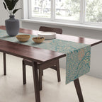 William Morris Apple Indigo Antique Gold Pattern Table Runner Gallery Image 2
