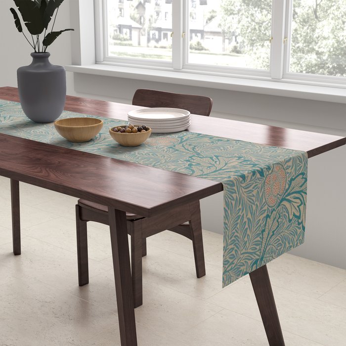 William Morris Apple Indigo Antique Gold Pattern Table Runner Gallery Image 2