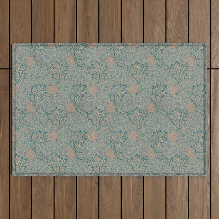 William Morris Apple Indigo Antique Gold Pattern Outdoor Rug Gallery Image 1