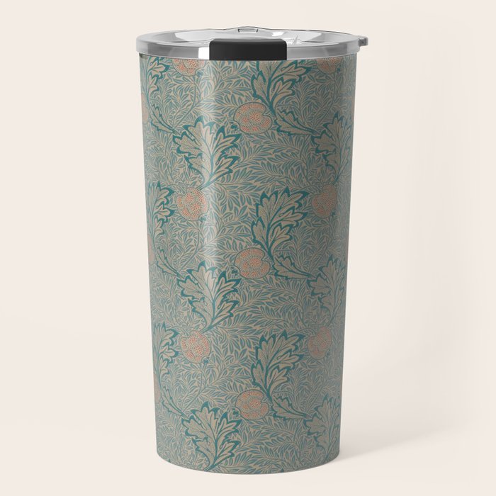 William Morris Apple Indigo Antique Gold Pattern Travel Mug Gallery Image 1