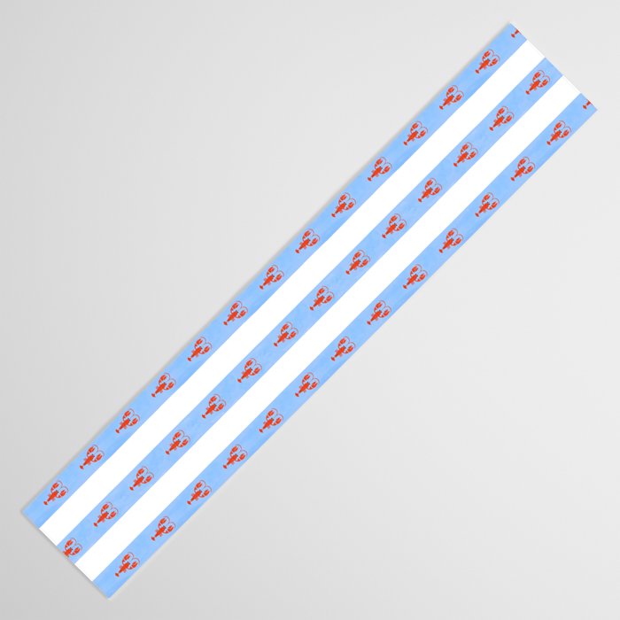 Red Lobsters On Hand-Painted Bright Blue Stripes Table Runner Gallery Image 3