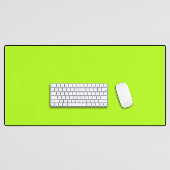 Solid Bright Green Yellow Neon Color Desk Mat Gallery Image 1