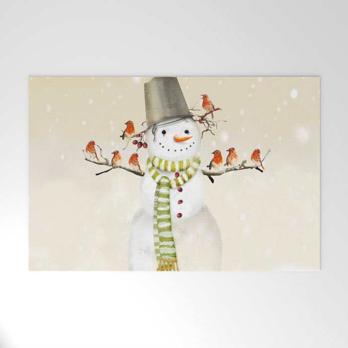 Snowman and Birds Welcome Mat Gallery Image 1