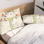 Snowman and Birds Pillow Sham Gallery Image 2