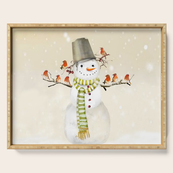 Snowman and Birds Serving Tray Gallery Image 1