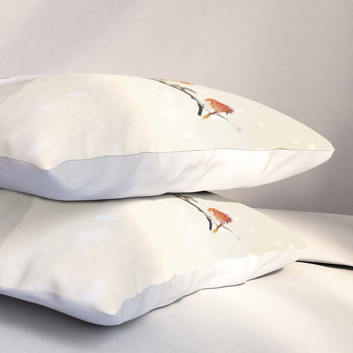 Snowman and Birds Pillow Sham Gallery Image 3