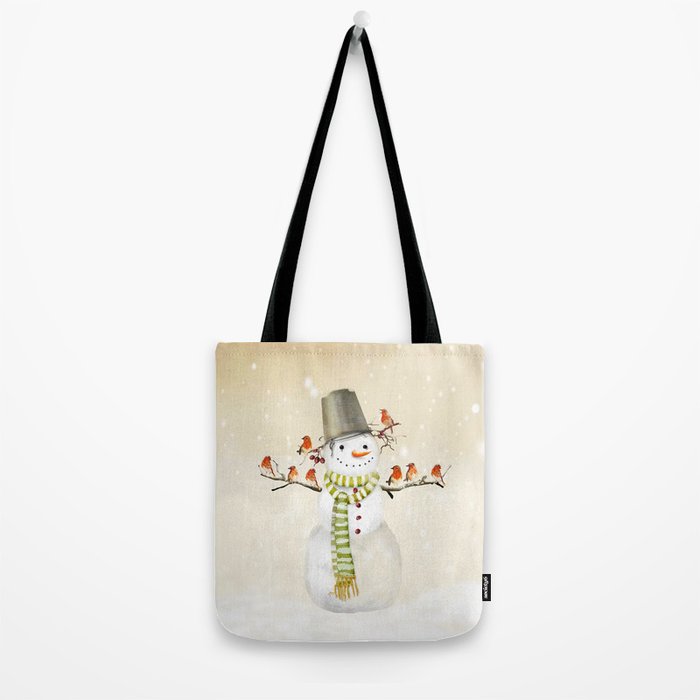 Snowman and Birds Tote Bag Gallery Image 2