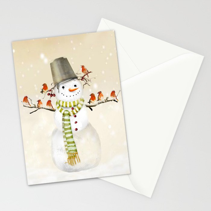 Snowman and Birds Stationery Card Gallery Image 2