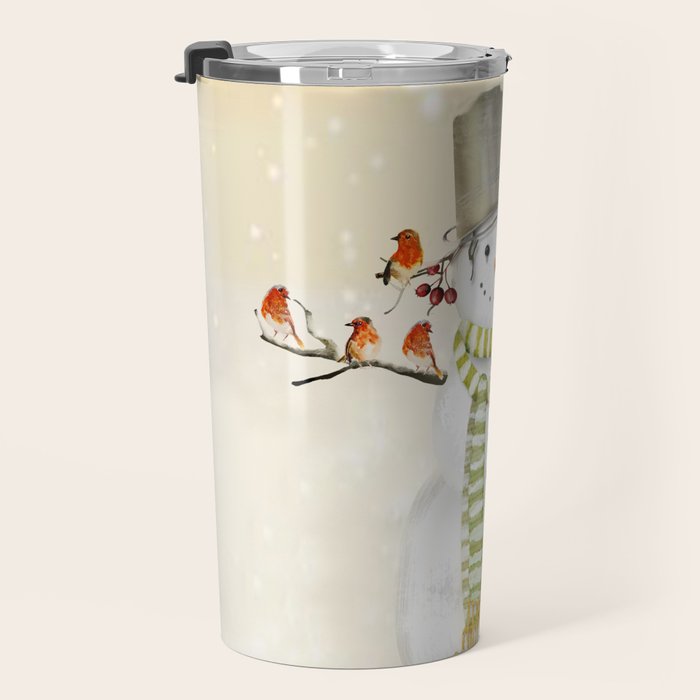 Snowman and Birds Travel Mug Gallery Image 3