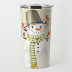 Snowman and Birds Travel Mug Gallery Image 1
