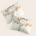 Snowman and Birds Pillow Sham Gallery Image 3