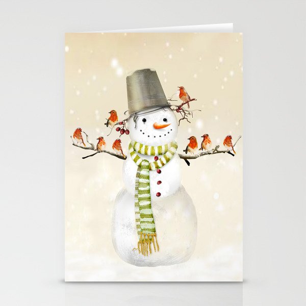Snowman and Birds Stationery Card Gallery Image 1