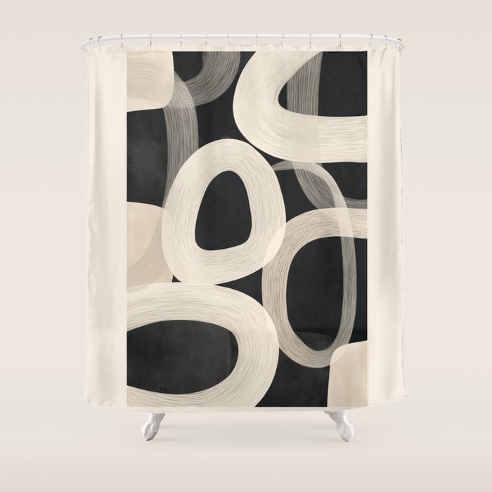Soft Forms - Abstract Minimalist Line Art Shower Curtain Gallery Image 1