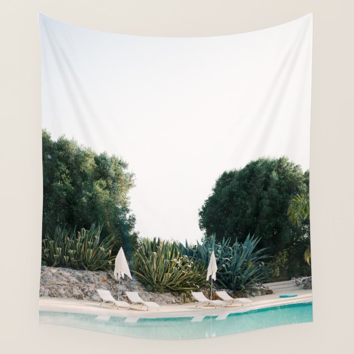 At the pool | Italy travel photography | Summer at the masseria | Ostuni Puglia Wall Tapestry Gallery Image 1