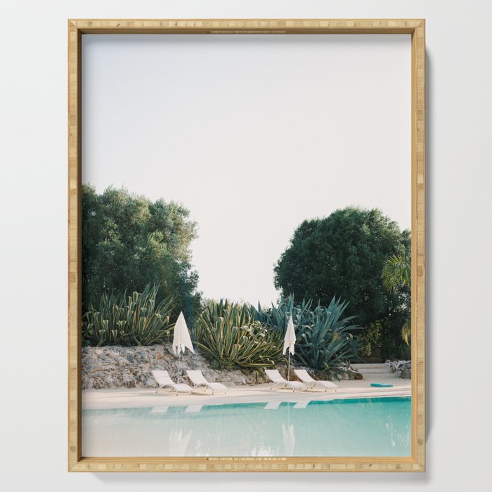 At the pool | Italy travel photography | Summer at the masseria | Ostuni Puglia Serving Tray Gallery Image 1