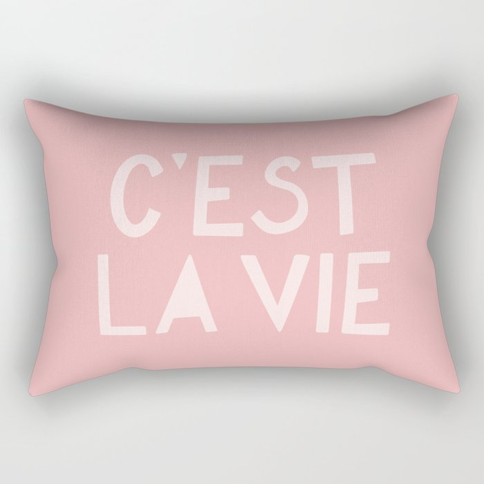 C'est La Vie French Pink Hand Lettering Rectangular Pillow Gallery Image 1