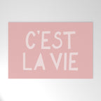 C'est La Vie French Pink Hand Lettering Welcome Mat Gallery Image 1