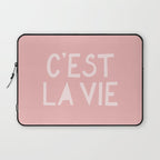 C'est La Vie French Pink Hand Lettering Laptop Sleeve Gallery Image 1