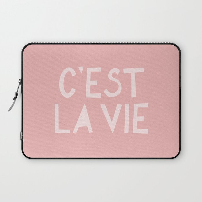 C'est La Vie French Pink Hand Lettering Laptop Sleeve Gallery Image 1