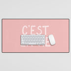 C'est La Vie French Pink Hand Lettering Desk Mat Gallery Image 1