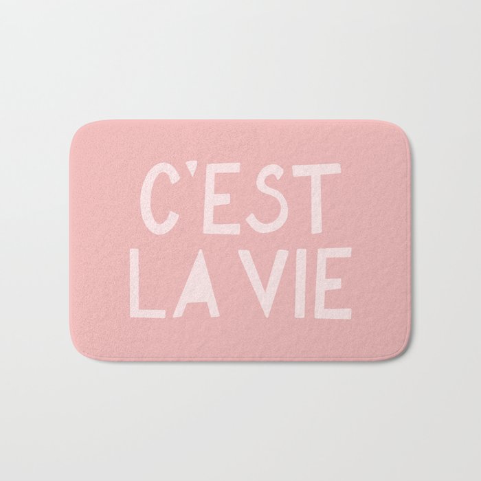 C'est La Vie French Pink Hand Lettering Bath Mat Gallery Image 1