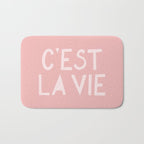 C'est La Vie French Pink Hand Lettering Bath Mat Gallery Image 1
