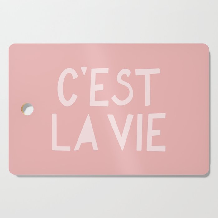 C'est La Vie French Pink Hand Lettering Cutting Board Gallery Image 1