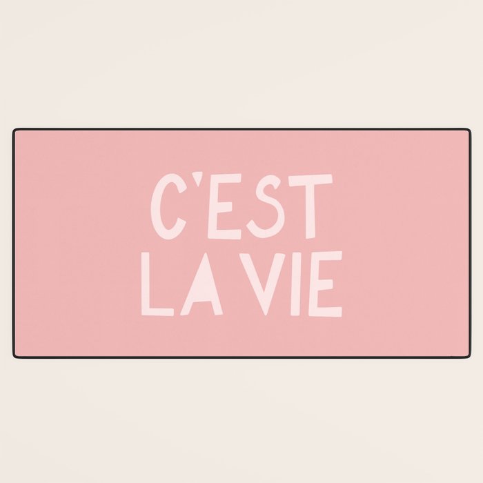 C'est La Vie French Pink Hand Lettering Desk Mat Gallery Image 3
