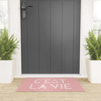 C'est La Vie French Pink Hand Lettering Welcome Mat Gallery Image 3