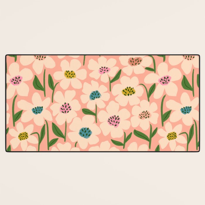 Blossom - Color fun Peach Desk Mat Gallery Image 3