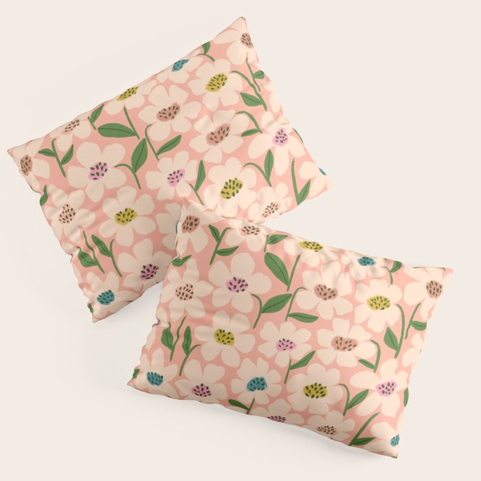 Blossom - Color fun Peach Pillow Sham Gallery Image 1