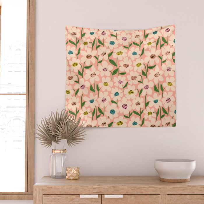 Blossom - Color fun Peach Wall Tapestry Gallery Image 2