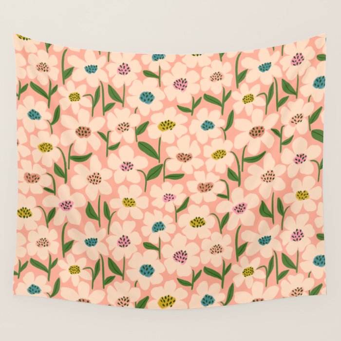 Blossom - Color fun Peach Wall Tapestry Gallery Image 4