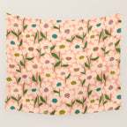 Blossom - Color fun Peach Wall Tapestry Gallery Image 4