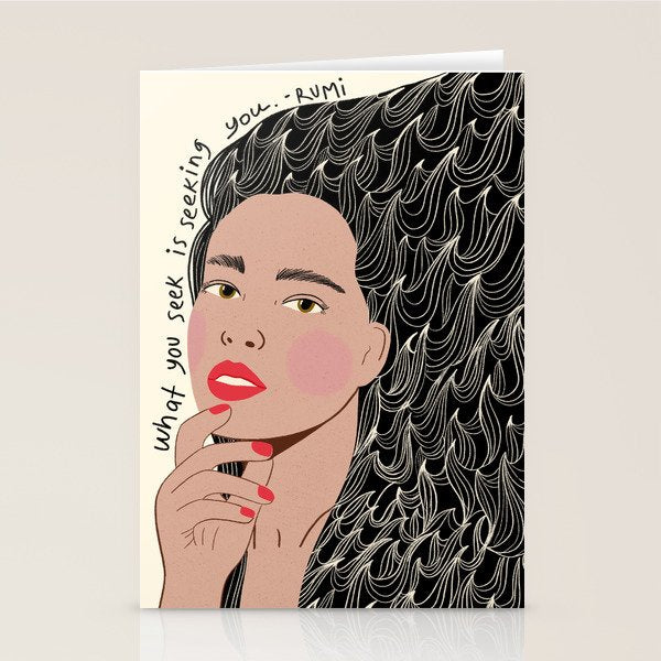 Black and White Woman Portrait  Stationery Card Gallery Image 2