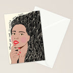 Black and White Woman Portrait  Stationery Card Gallery Image 2