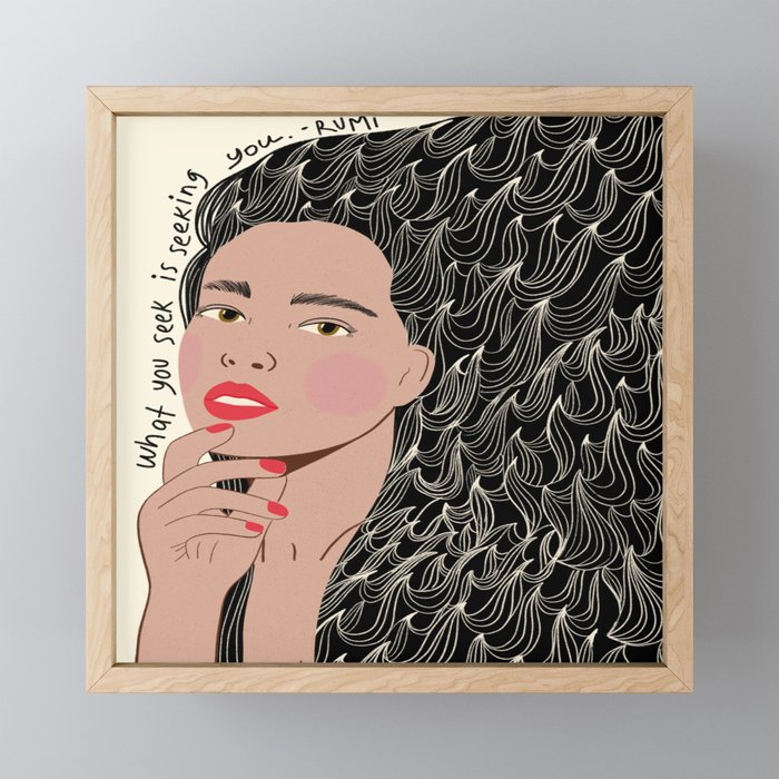 Black and White Woman Portrait  Mini Art Print Gallery Image 1