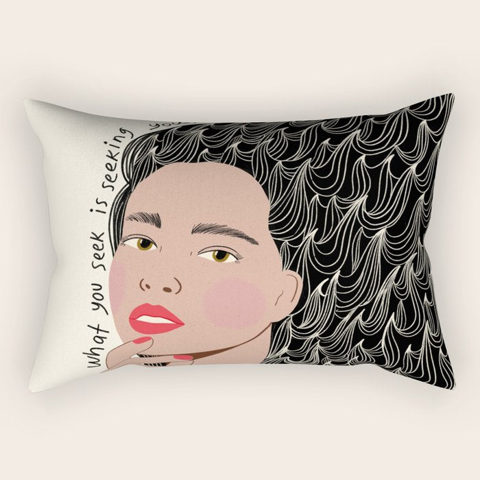 Black and White Woman Portrait  Rectangular Pillow Gallery Image 2