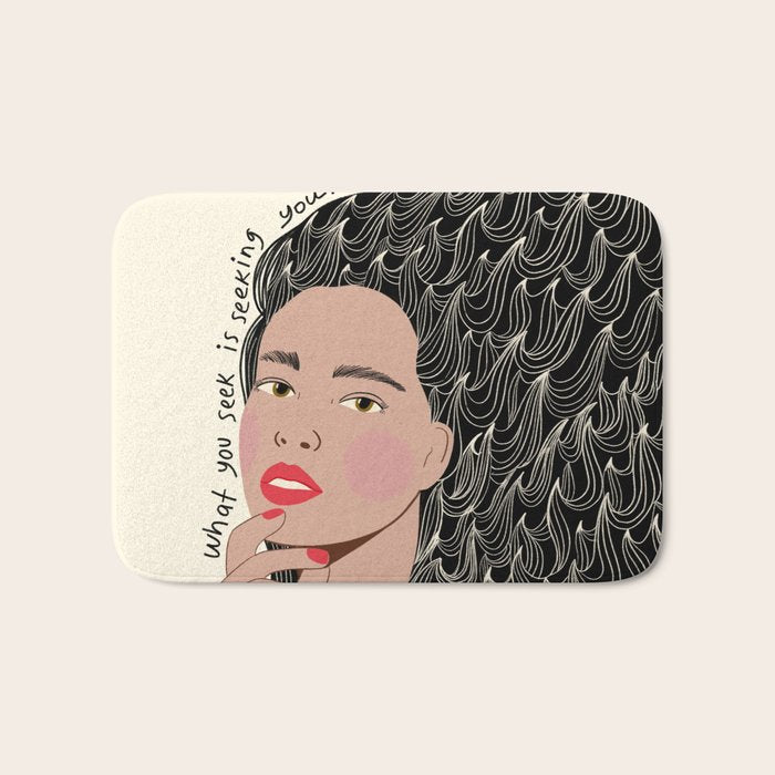 Black and White Woman Portrait  Bath Mat Gallery Image 1