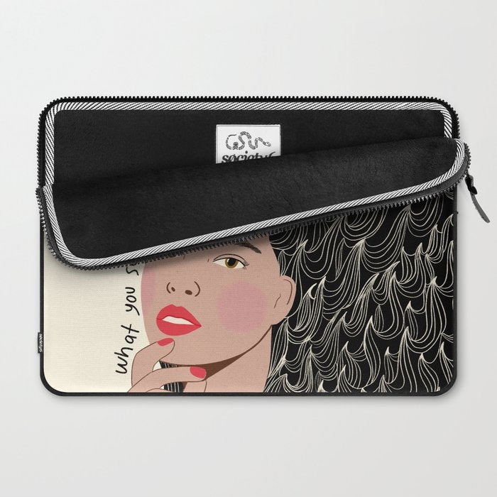 Black and White Woman Portrait  Laptop Sleeve Gallery Image 2