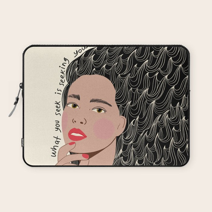 Black and White Woman Portrait  Laptop Sleeve Gallery Image 1
