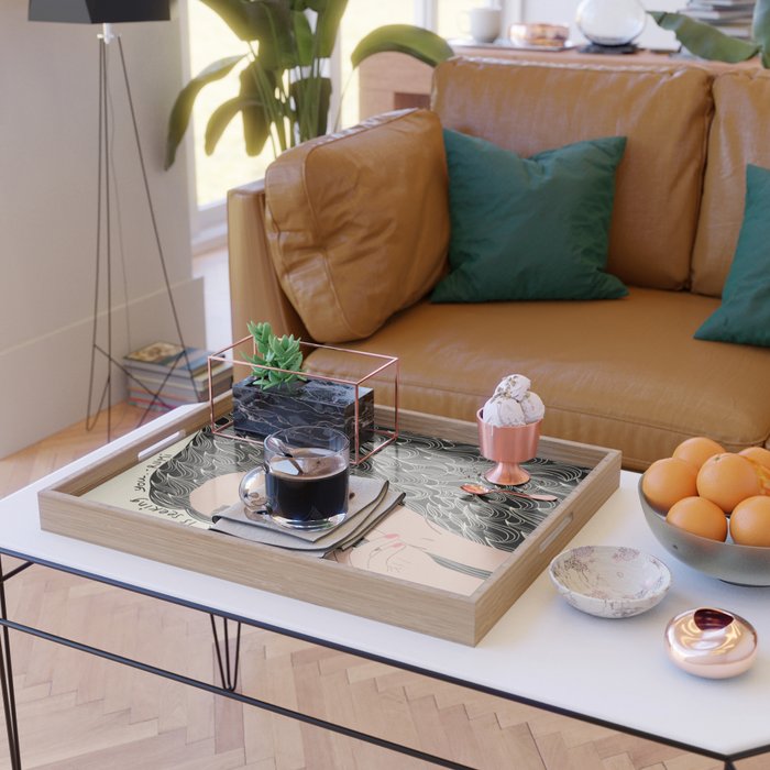 Black and White Woman Portrait  Serving Tray Gallery Image 2