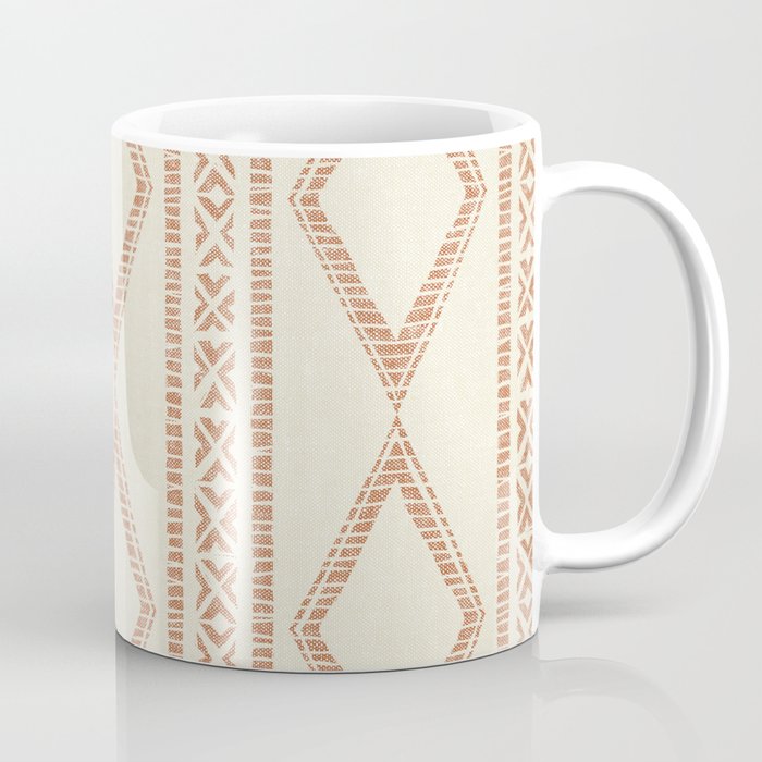 oceania diamond stripes - ginger on cream Coffee Mug Gallery Image 1