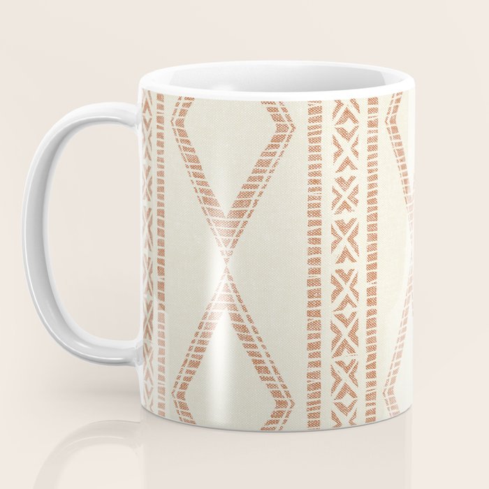oceania diamond stripes - ginger on cream Coffee Mug Gallery Image 3