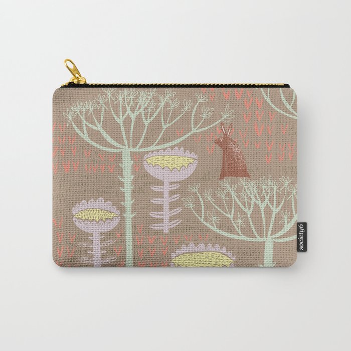 Block print scandinavian meadow brown Carry All Pouch Gallery Image 1