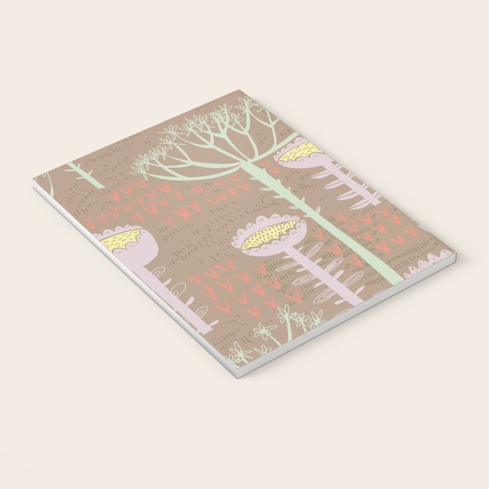 Block print scandinavian meadow brown Notebook Gallery Image 3
