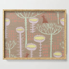 Block print scandinavian meadow brown Serving Tray Gallery Image 1
